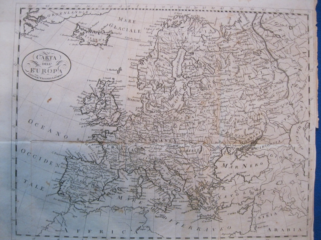 Mapa de Europa, 1837. Castellini / Vignozzi